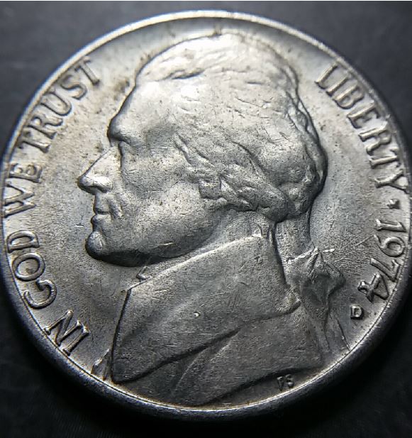 1974-D-Jefferson-Nickels.-Protruding-Metal-At-4?